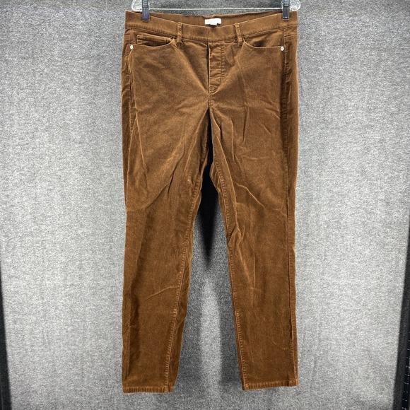 J.Jill Pants Womens Medium Brown‎ Corduroy Stretch Mid Rise Straight Preppy - Picture 1 of 13